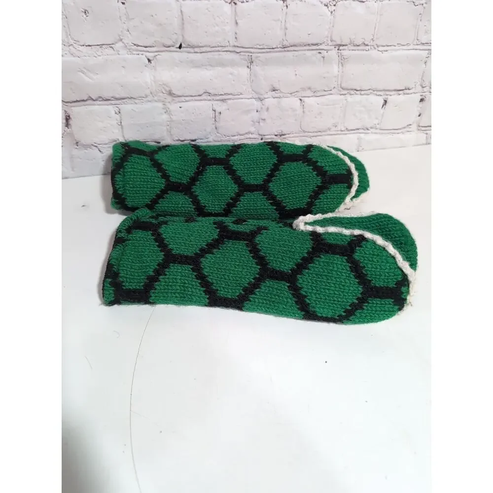 Nirvana Designs Alligator Dragon Knit In Nepal Wool Fleece Lined Puppet Mittens